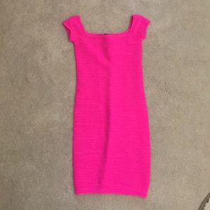 neon pink slinky dress